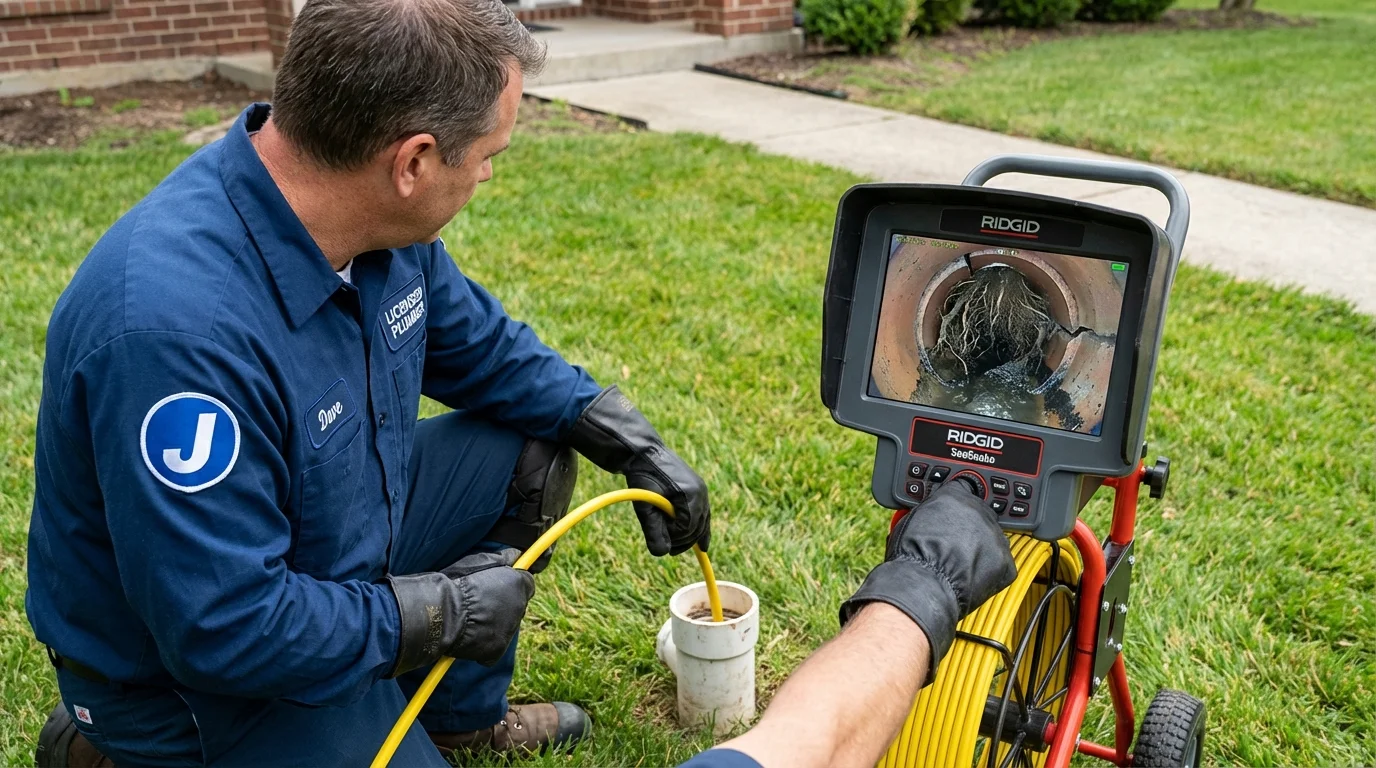 Sewer camera inspection being performed by Johns Plumbing LLC in Hubbardston